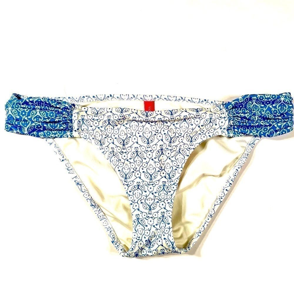 VICTORIAS SECRET WHITE & BLUE BIKINI BOTTOM SIZE S